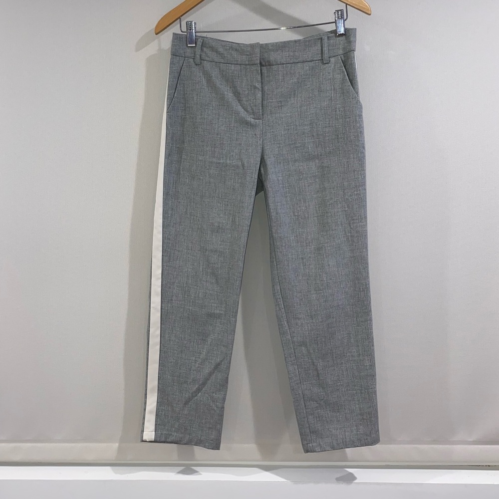 Grey and White Slacks with White Stripe